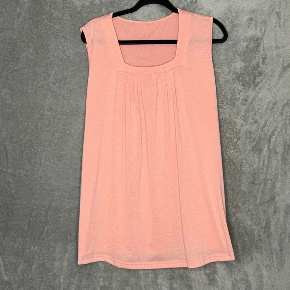 Amazon 3X Shirt Top Peach Orange Solid Sleeveless Square Neck Stretch Knit - Picture 1 of 7